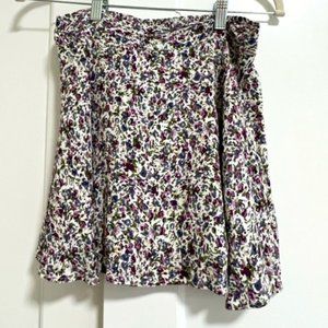 Forever 21 Mini Skirt Floral White Purple Blue Green